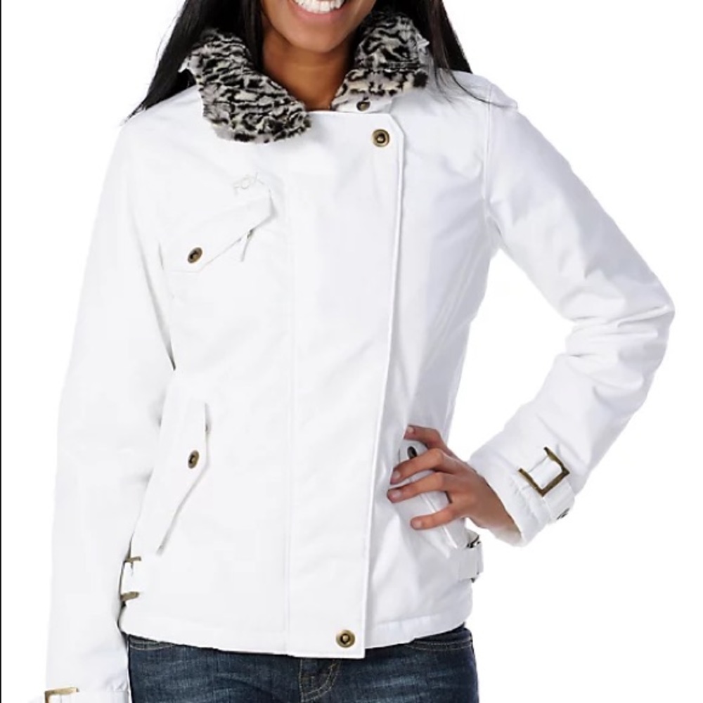 Women’s White Leopard Snowboard or Ski Jacket